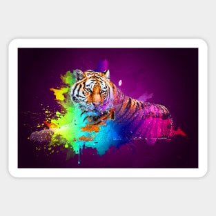 Colorburst tiger in purple Sticker